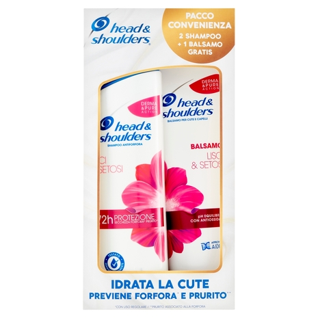 Head & Shoulders Shampoo Antiforfora 2x250ml+1 Balsamo CuteCapelli 220ml Gratis - Lisci e Setosi
